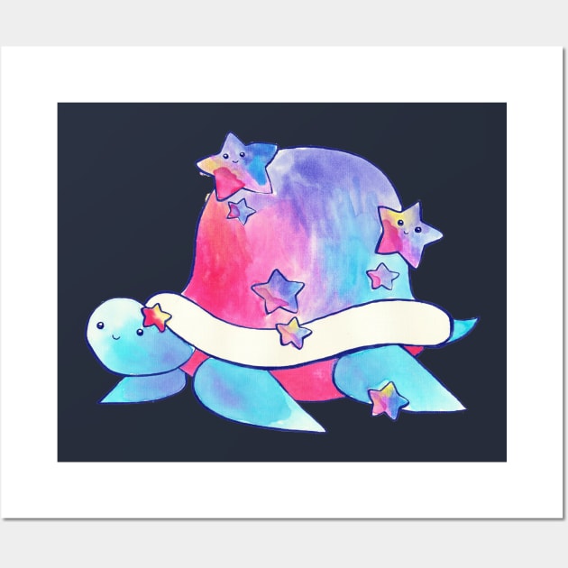 Rainbow Star Turtle Watercolor Wall Art by saradaboru